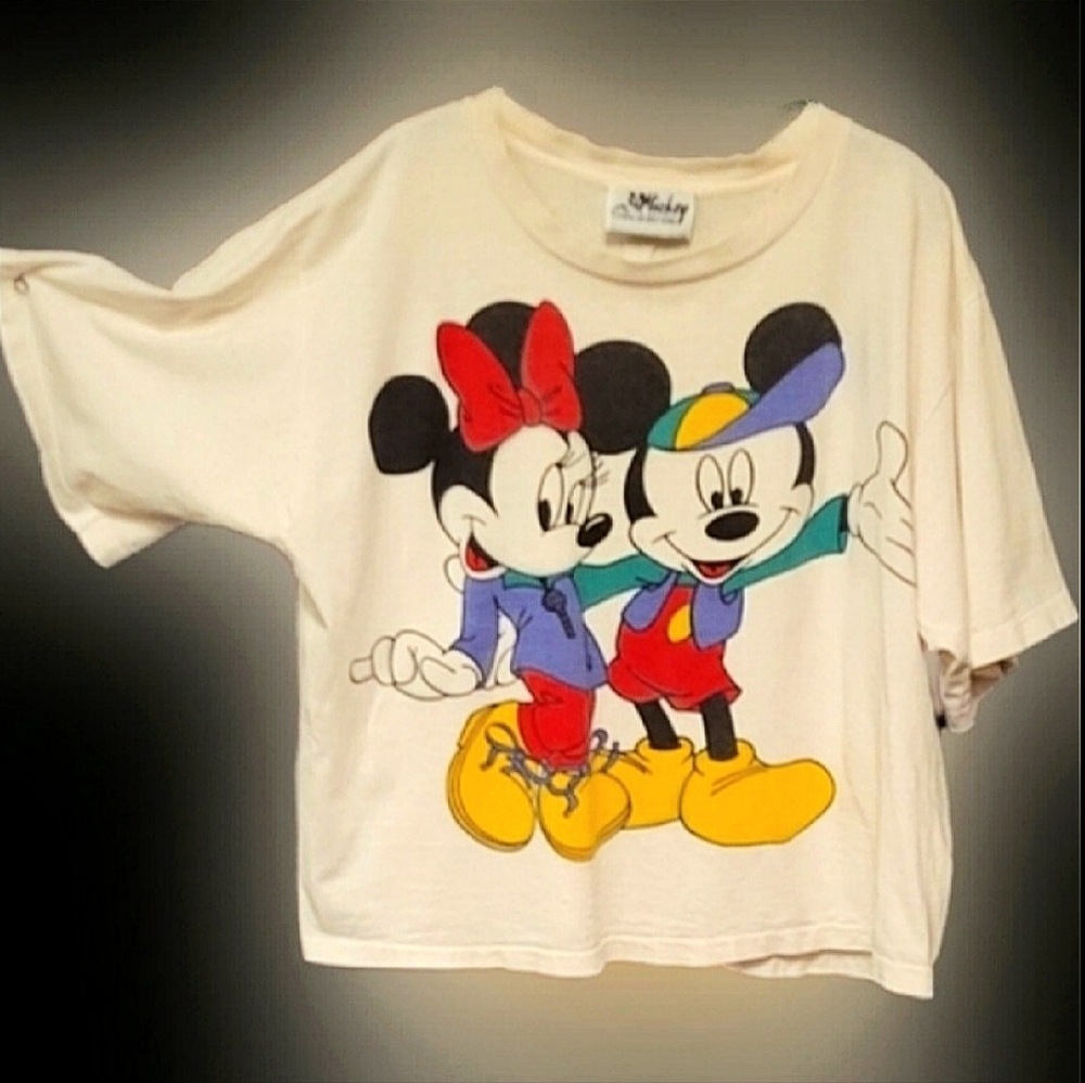 Vtg 90s Mickey Jerry Leigh Minnie mickey hip hop oversized cropped tshirt XL